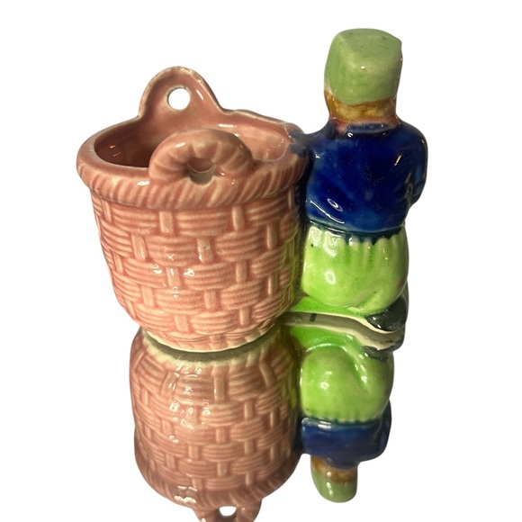 Vintage Dutch Boy Ceramic Planter Harvest Basket Japan - Picture 2 of 3